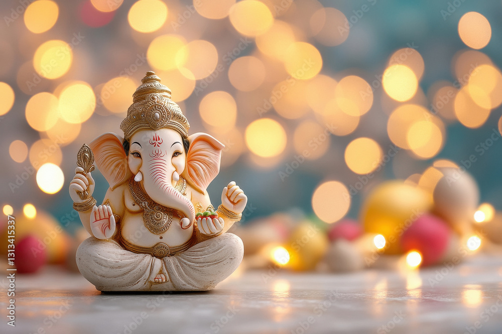 Fototapeta premium lord Ganesha statue on lighting background