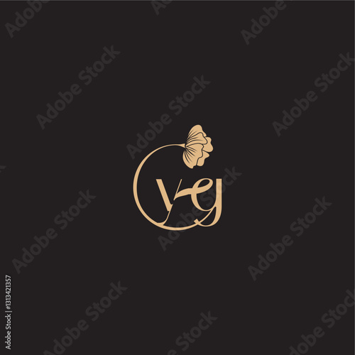 YG letter initial line logo modern circle floral monogram wedding concept