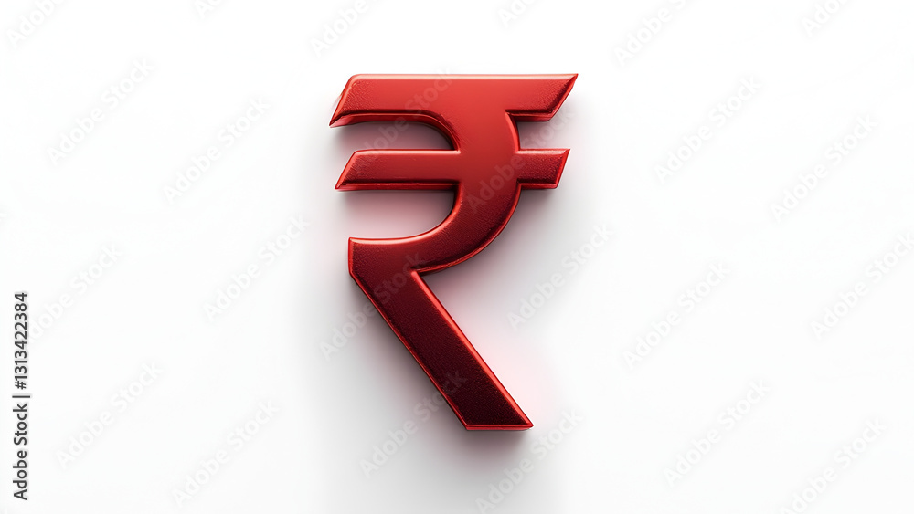 Indian rupee red 3d symbol isolated on white background. Indian rupee red 3d symbol isolated on white background.