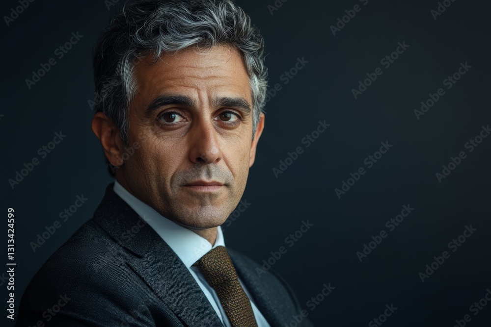 Confident Business Executive in Formal Attire with a Commanding Gaze and Elegant Presence Confident Business Executive in Formal Attire with a Commanding Gaze and Elegant Presence