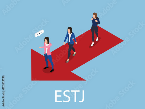 ESTJ Personality Type Leading a Group 3d flat vector illustrations