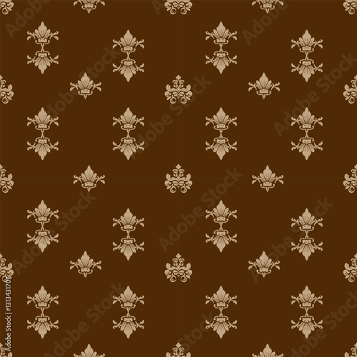 Brown Damask Seamless Pattern