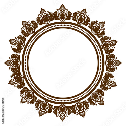 Vintage floral ornament frame with gold and lace design for wedding invitation card