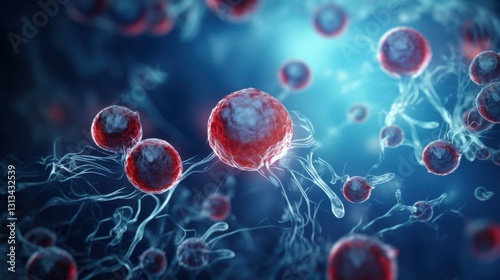 3d rendering of Human cell or Embryonic stem cell microscope background 
