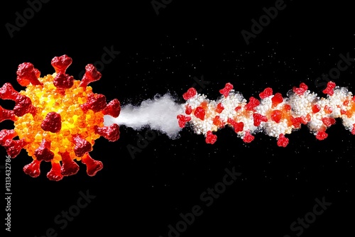 Virus Disintegration On Black Background