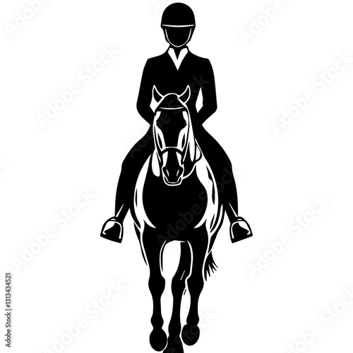 Equestrian Rider Pose Silhouette – High-Quality Horse Riding Graphics
