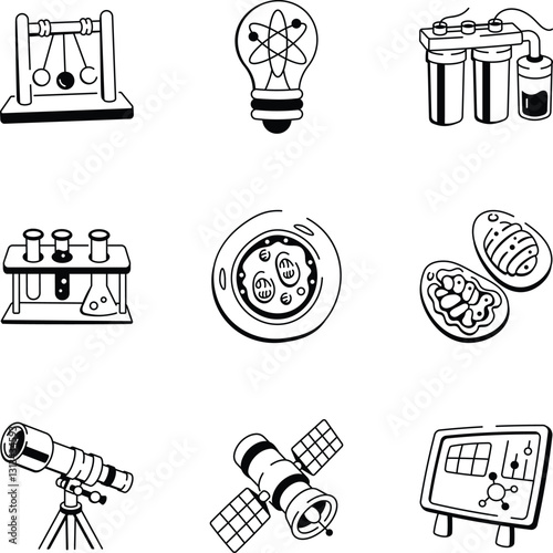 Bundle of 16 Science Doodle Icons
