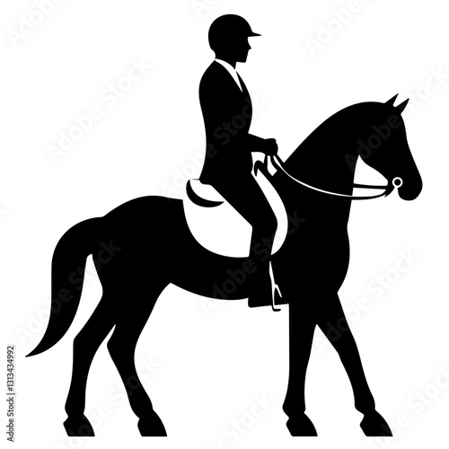 Equestrian Rider Pose Silhouette – High-Quality Horse Riding Graphics
