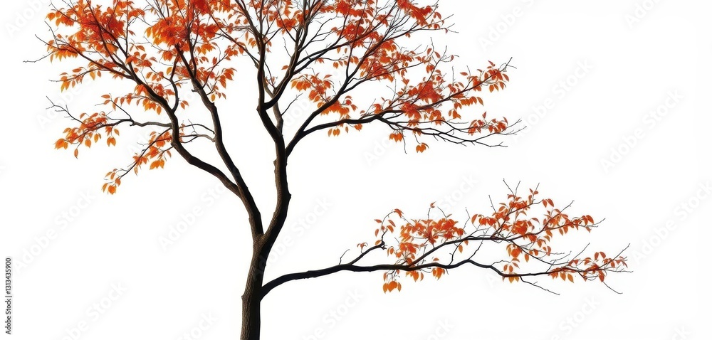 Single deciduous tree, stark branches against pure white, environment, single Single deciduous tree, stark branches against pure white, environment, single