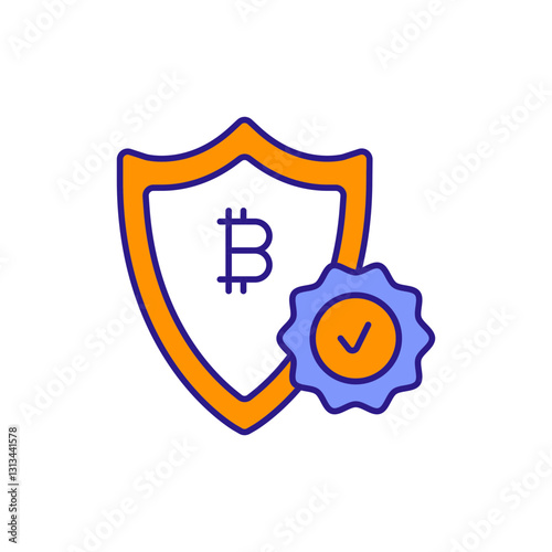 Security Shield Icon in Colors for Fraud Prevention and Crypto Asset Safeguarding.