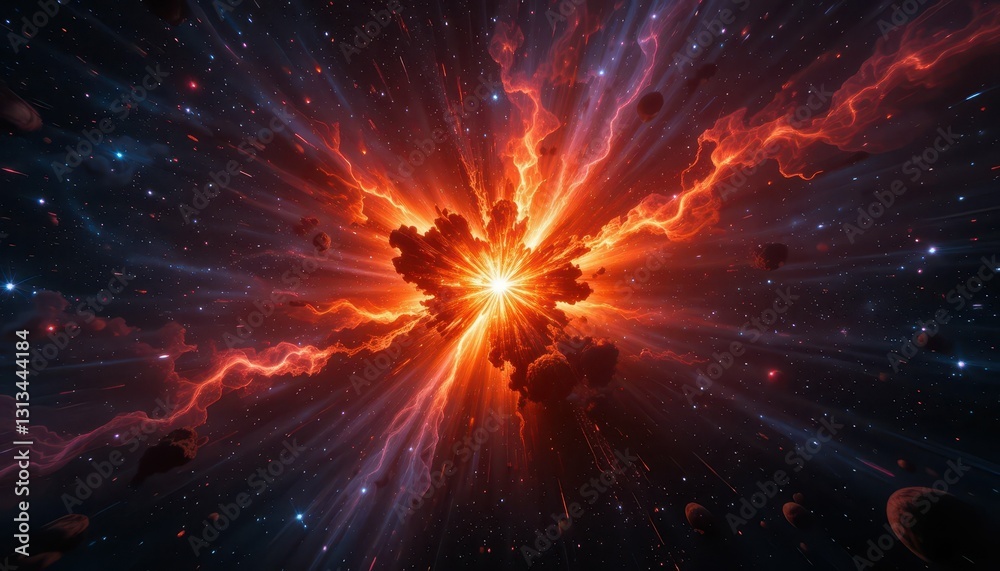 Stunning Cosmic Explosion with Vibrant Orange and Red Colors Stunning Cosmic Explosion with Vibrant Orange and Red Colors