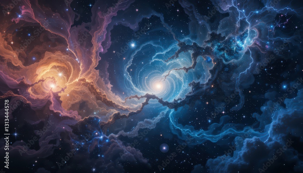 Colorful Cosmic Swirls of Nebulae and Stars in Deep Space Colorful Cosmic Swirls of Nebulae and Stars in Deep Space