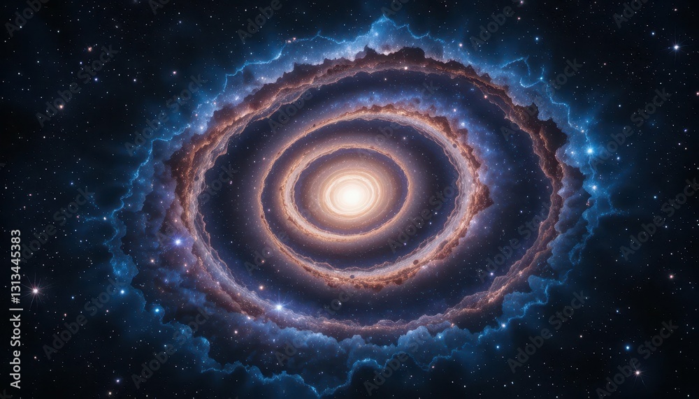 Beautiful Spiral Galaxy in Cosmic Space with Bright Star Center Beautiful Spiral Galaxy in Cosmic Space with Bright Star Center