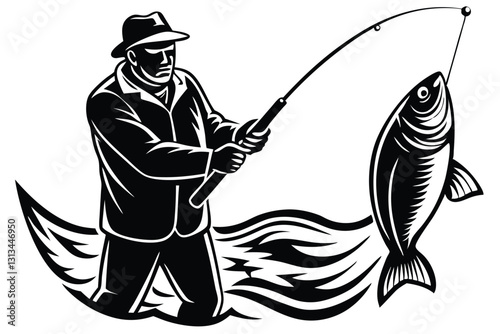fisherman with fishing rod