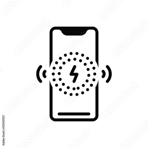 Black solid icon for wireless charging