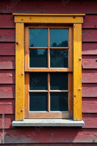 Weathered wood siding  single-pane window  rustic frame   texture  countryside