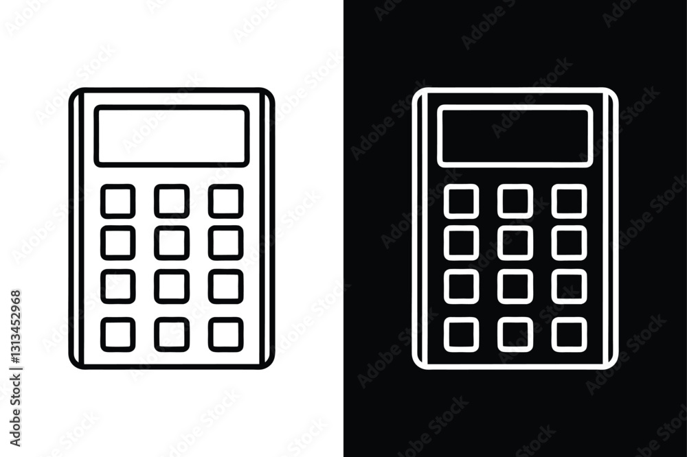 Editable Calculator Icon. Black & White Vector Illustration Editable Calculator Icon. Black & White Vector Illustration