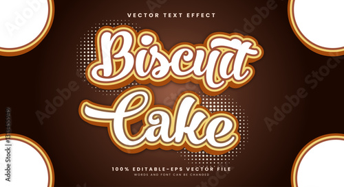 Biscuit Cake 3D editable text effect Template Suitable for snack food theme