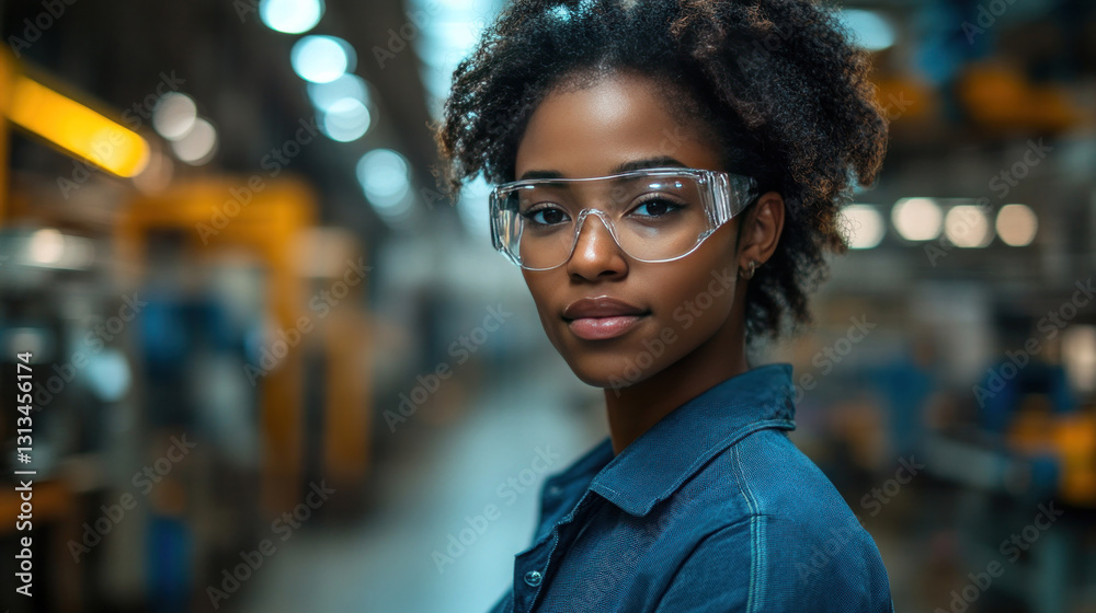 Obraz premium Black engineers developing AI-driven humanoid robotics, refining ultra-precise real-time automation, optimizing next-gen factory integration