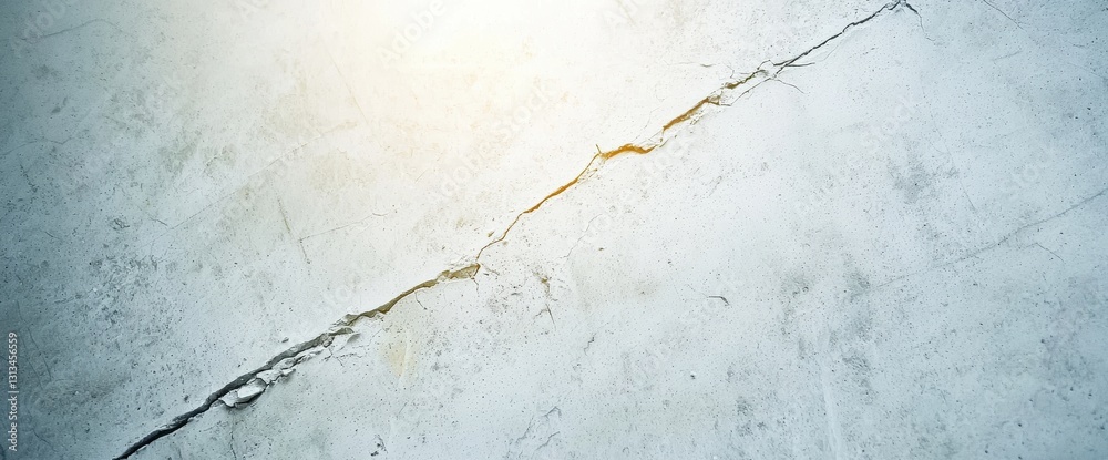 Fototapeta premium Detailed Close-Up of Cracked Concrete Surface with Warm Light Effect