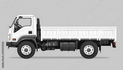 White Pixel Art Cargo Truck Side Profile View