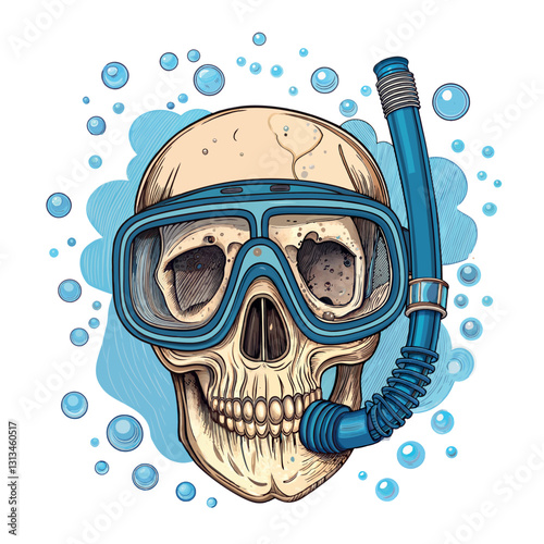 A Skull Diver: Subaquatic Skull in Diving Gear