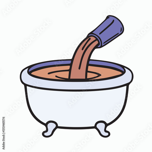 Liquid pouring into a vintage-style bathtub
