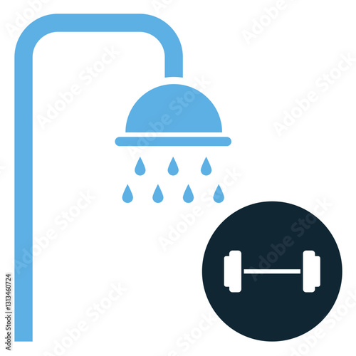 Gym shower icon in a modern flat style. Perfect for fitness centers, locker rooms, hygiene, wellness, and cleanliness designs. Ideal for sports, health, and personal care-related projects.