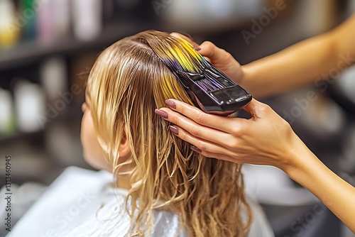 Woman Getting Hair Colored At Salon