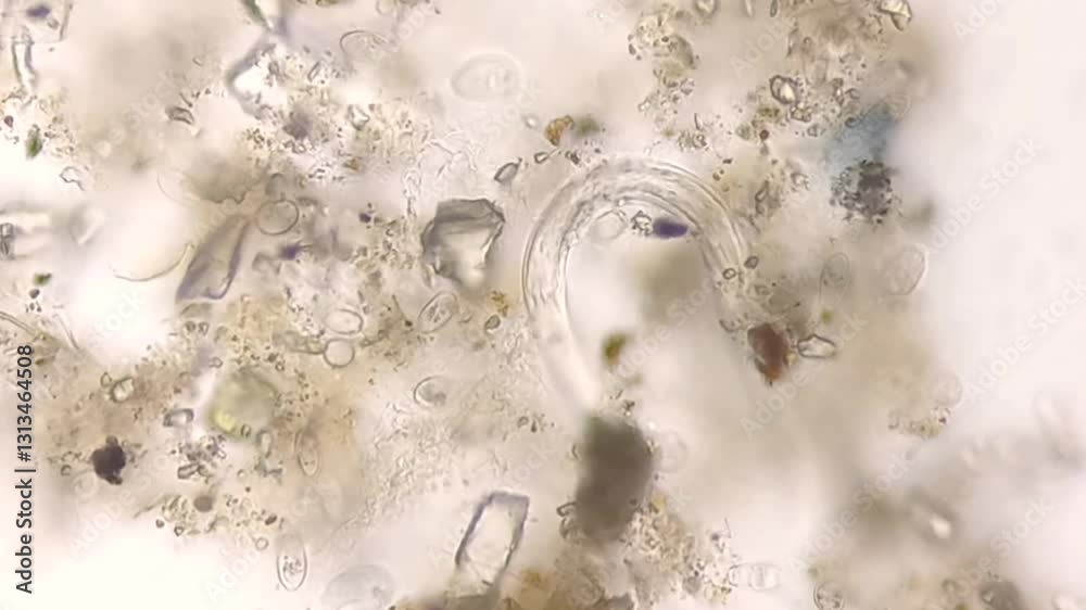 Schistosoma Spp. Parasite in human urine specimen under microscope. Urinary parasite