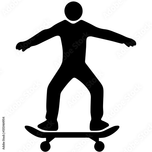 Action-Packed Skateboarder Pose Silhouette for Graphic Designers