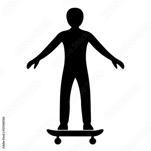 Action-Packed Skateboarder Pose Silhouette for Graphic Designers