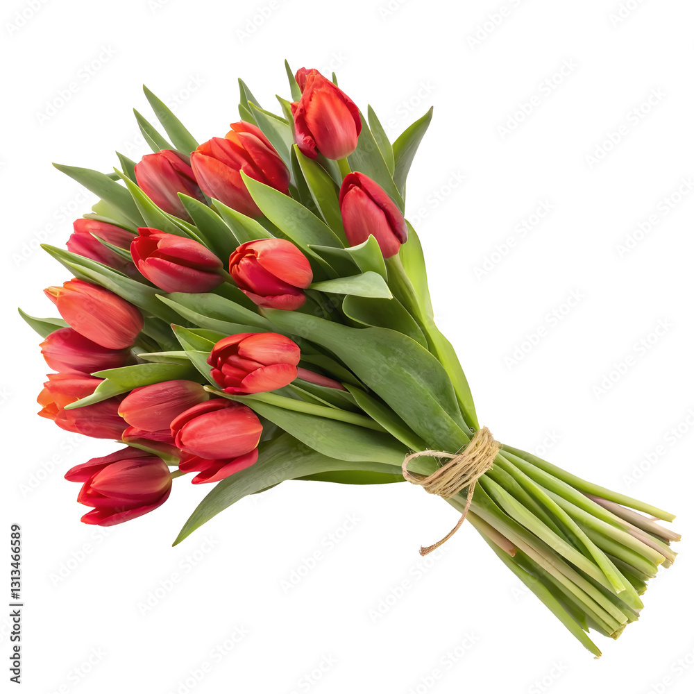 Bright red tulip bouquet for a spring celebration in a sunny setting Bright red tulip bouquet for a spring celebration in a sunny setting