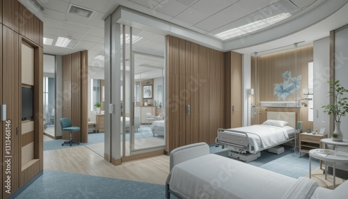 Modern Hospital Room Design with Two Beds and Natural Light