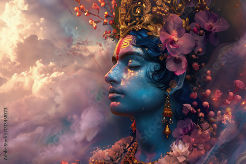 Lord Rama with clouds background