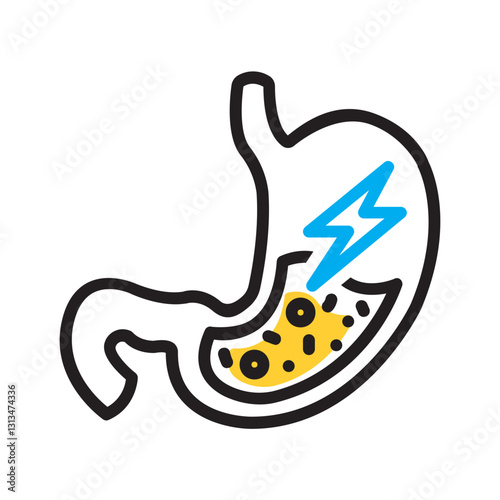 Vector multi color icon for Stomach irritation