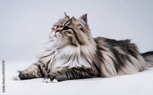 Fluffy cat lying, studio shot  photo