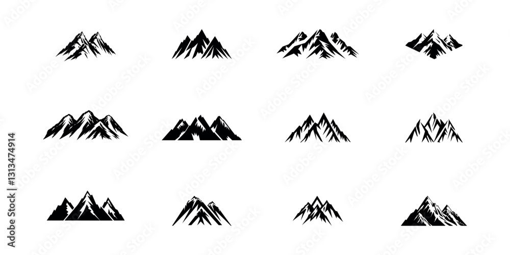 Fototapeta premium Mountain icon set isolated on white background. Vector illustration