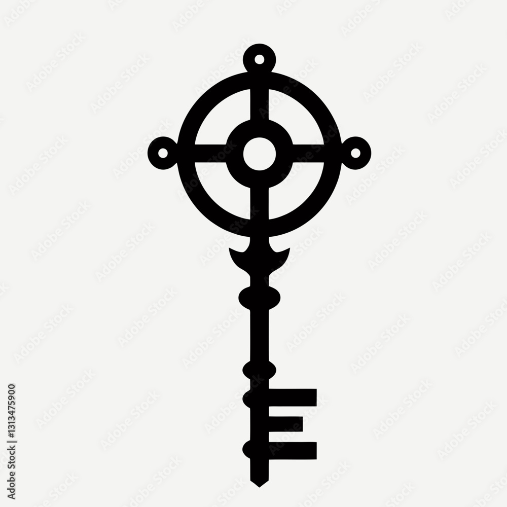 Obraz premium very simple flat and minimalist Skeleton Key silhouette in black on a white background
