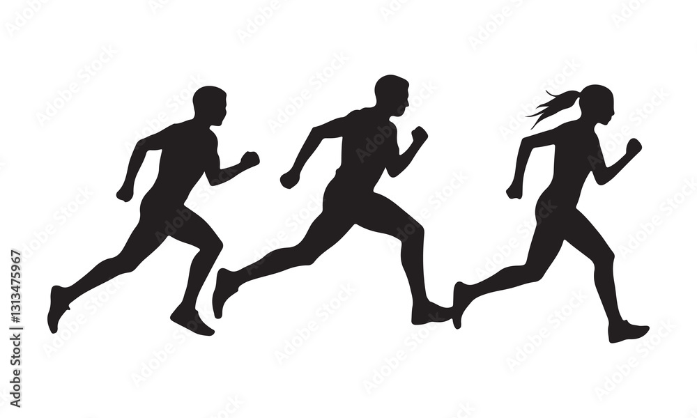 Running Silhouettes Vector Set – Jogging and Sprinting People Icons Running Silhouettes Vector Set – Jogging and Sprinting People Icons
