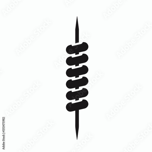 very simple flat and minimalist Skewer Stick silhouette in black on a white background