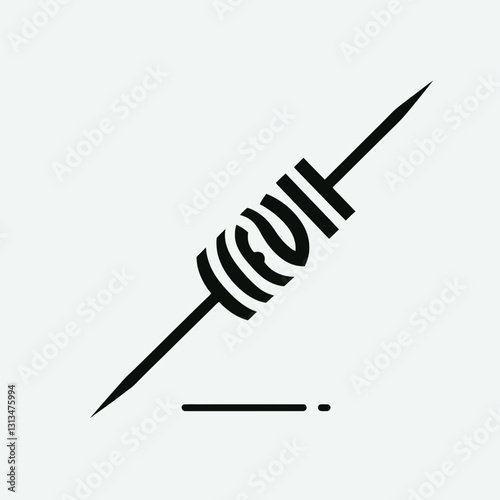 very simple flat and minimalist Skewer Stick silhouette in black on a white background