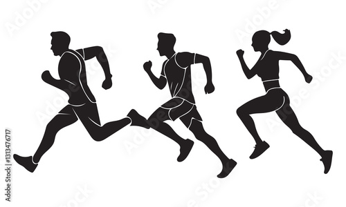 Running Silhouettes Vector Set – Jogging and Sprinting People Icons