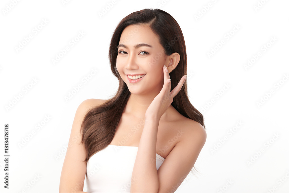Beautiful young asian woman with clean fresh skin on white background, Face care, Facial treatment, Cosmetology, beauty and spa, Asian women portrait. Beautiful young asian woman with clean fresh skin on white background, Face care, Facial treatment, Cosmetology, beauty and spa, Asian women portrait.