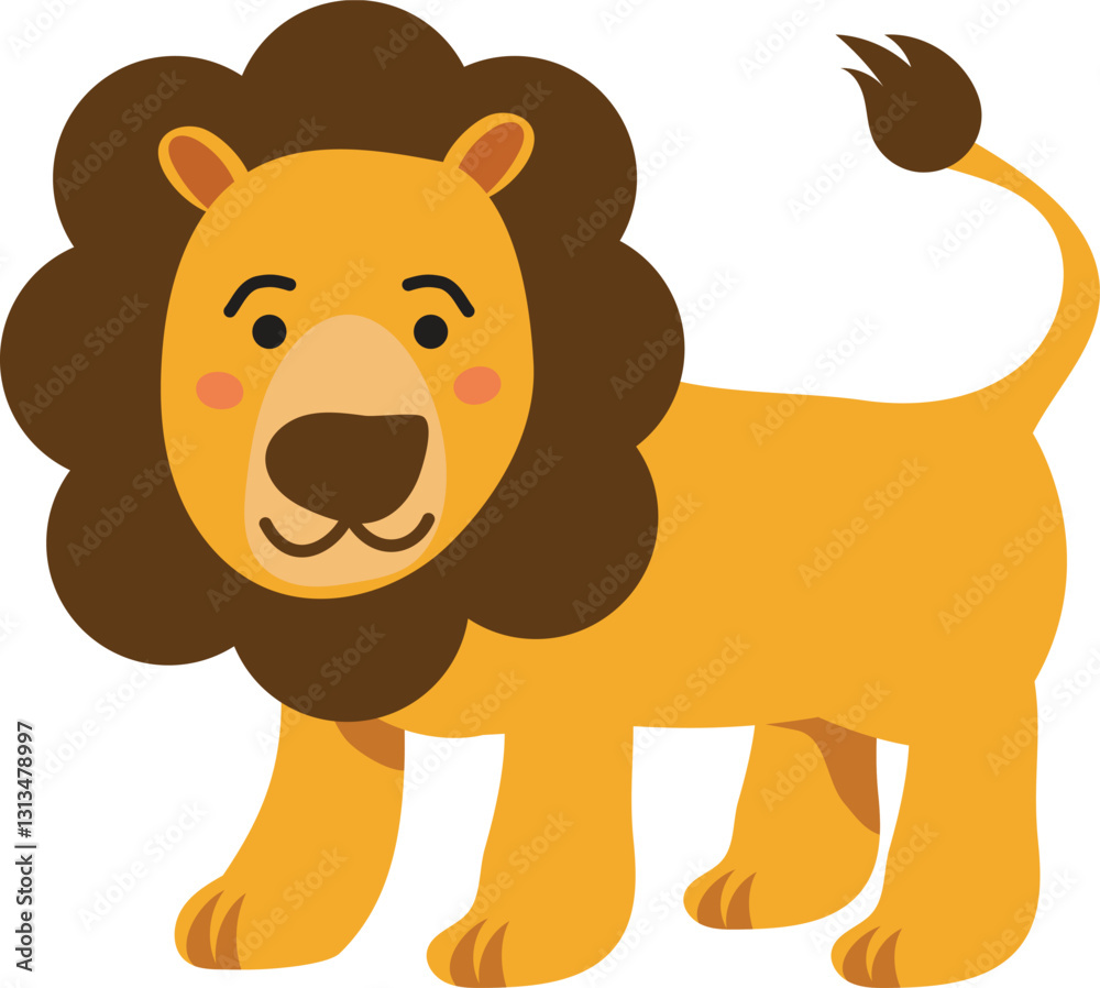 Fototapeta premium Adorable Lion in a Simple Illustration