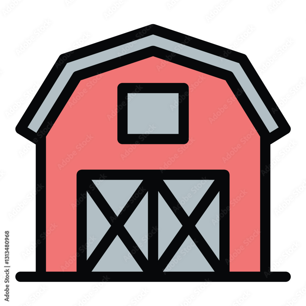Barn icon in flat line style representing agriculture farming and rural storage ideal for farm life and agribusiness concepts. Barn icon in flat line style representing agriculture farming and rural storage ideal for farm life and agribusiness concepts.