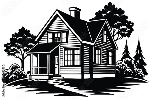 farm house silhouette