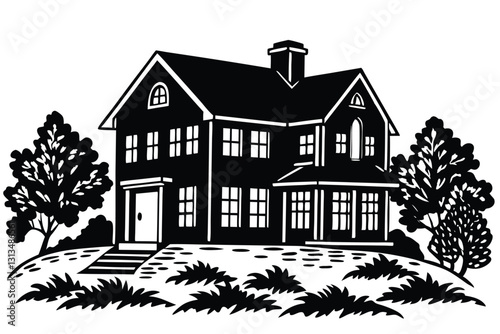 farm house silhouette
