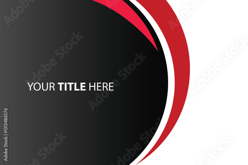 Abstract red curves on black background, white space, design template