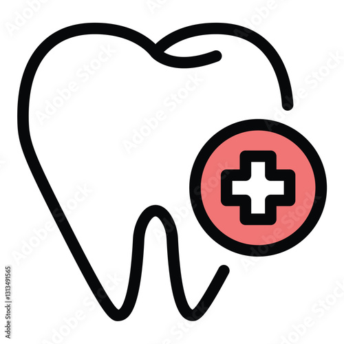 Dental checkup icon in flat line style representing oral health teeth examination and preventive care ideal for dentistry healthcare and wellness concepts.